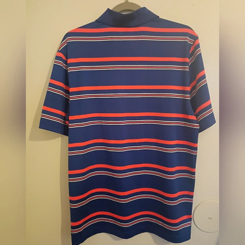 Under Armour Moose Heat Gear Men's Blue‎ Striped Polo Shirt Sz M